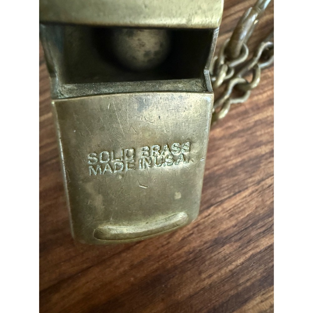 Vintage Mid-20th Century Military/Police Solid Brass Pea Whistle Made in USA